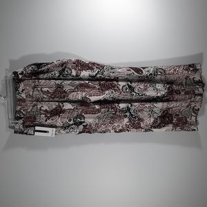 NWT NINE WEST BLACK/WILD PLUM LONG RELAXED FIT PANTS SZ L